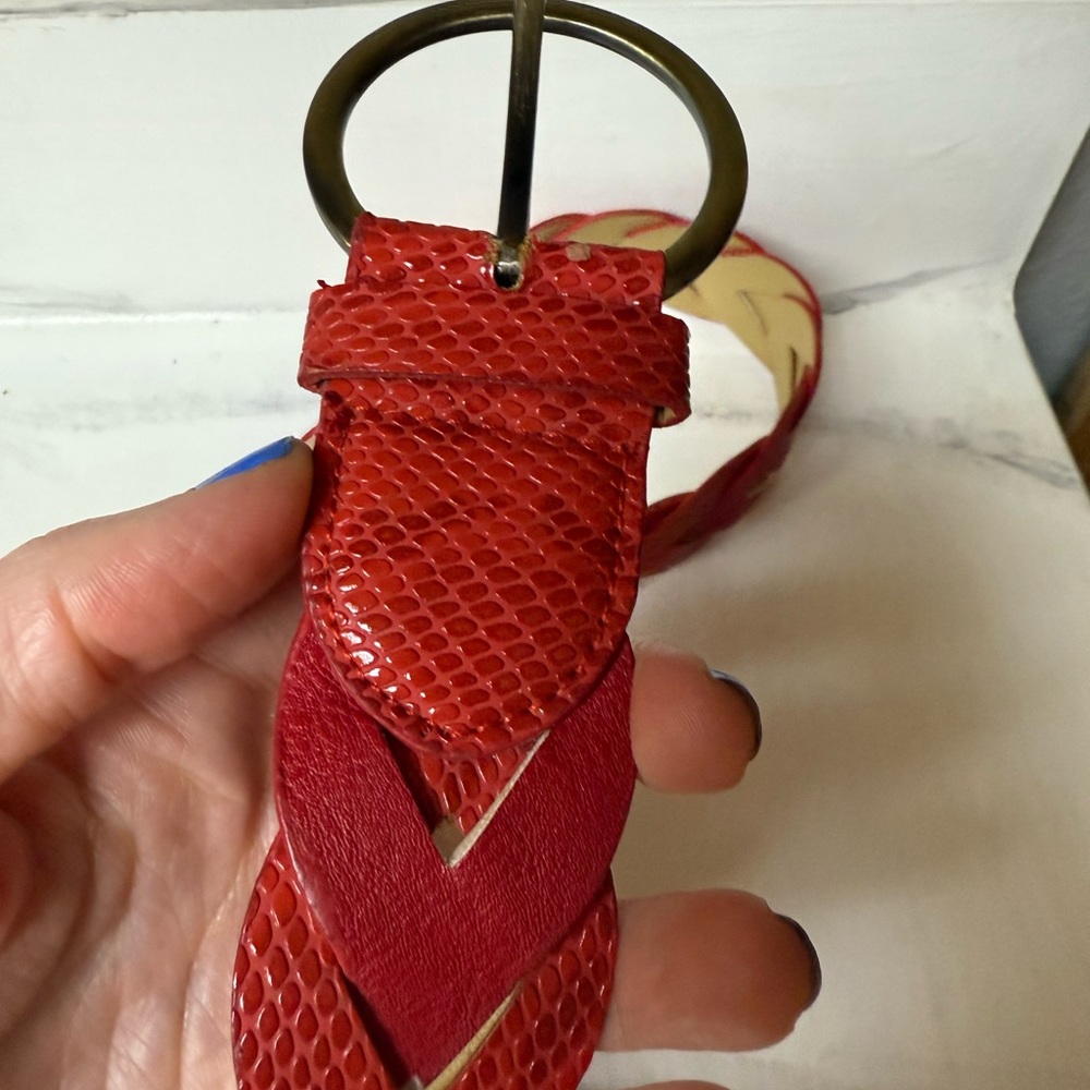 Vintage faux leather woven belt women’s Sz large